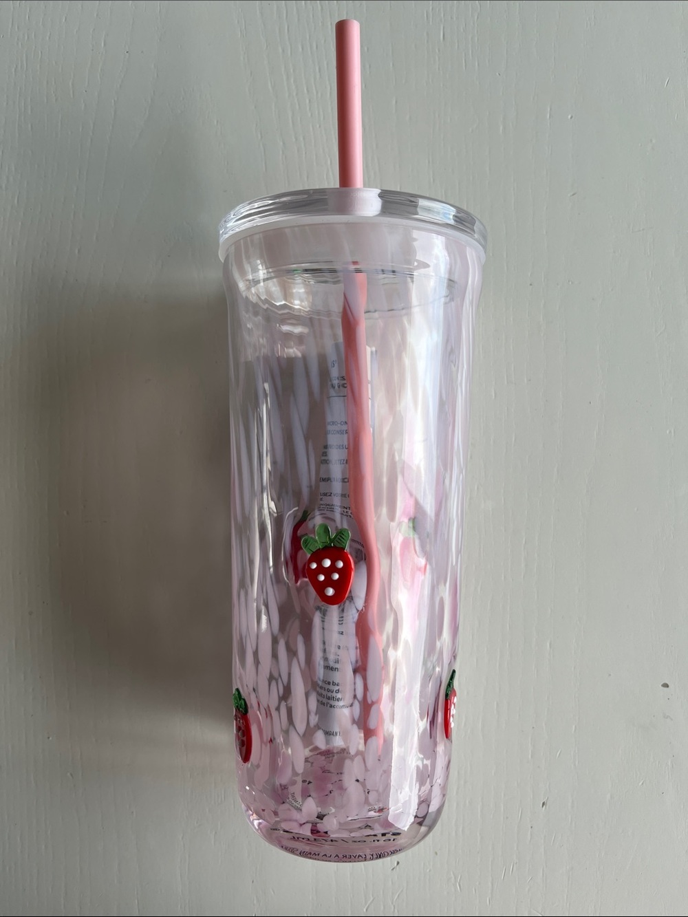 NWT 🍓Starbucks Strawberry Cold Cup Tumbler with Straw 16oz
